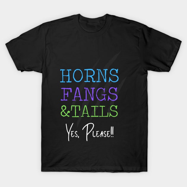 Horns Fangs & Tails T-Shirt by mrsamuelson